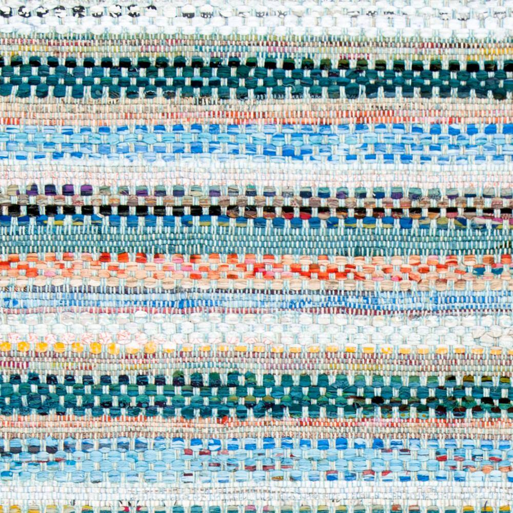 Coastal Breeze Aqua Stripe Hand-Woven Cotton 5' x 8' Area Rug
