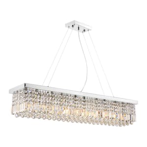10 Light Chrome Raindrop Modern Crystal Chandelier for Dining Room with no bulbs included