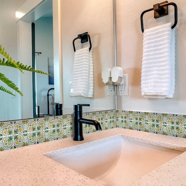 Green/Orange/White H26 6 in. x 6 in.Vinyl Peel and Stick Tile (24 Tiles, 6 sq. ft./Pack)
