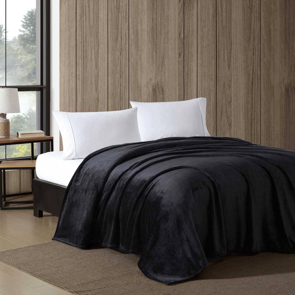 Ultra Soft Black Twin Fleece Reversible Blanket