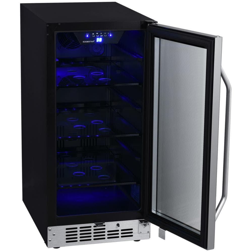 EdgeStar 15-Inch Stainless Steel Undercounter Beverage Cooler with Glass Door