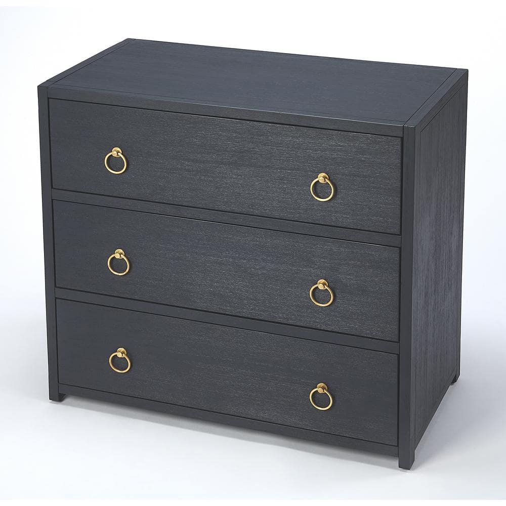 Elin Glam White 3-Drawer Dresser with Gold Metallic Hardware