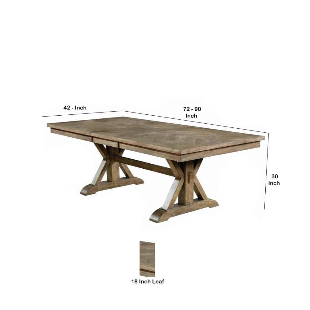 Transitional Brown Wooden Extendable Dining Table, 90"x42"
