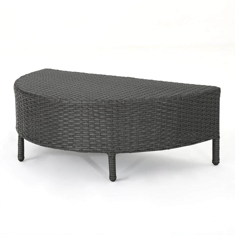 Adelina Gray Half-Round Wicker Outdoor Patio Coffee Table price history on PriceWatchPro