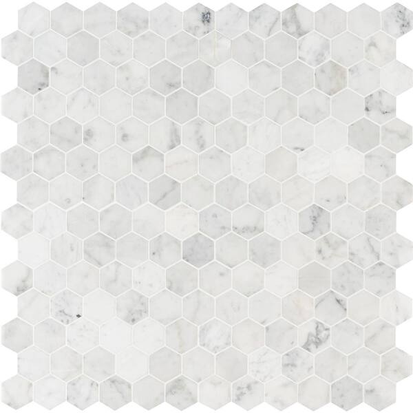 Msi Carrara White Hexagon 11 75 In X 12 8mm Honed Marble Mesh Mounted Mosaic Tile 0 98 Sq Ft Car 2hexh The Home Depot - White Carrara Marble Hexagon Floor Tiles Msi Carrara White Hexagon 11 75 In X 12 8mm Honed Marble Mesh Mounted Mosaic Tile 0 98 Sq Ft Car 2hexh The Home Depot - White Carrara Marble Hexagon Floor Tiles
