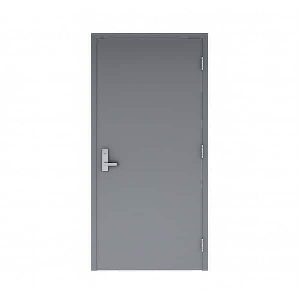 Flush Doors Series 36 in. x 84 in. Left-Handed Stainless Steel Finish Metal Commercial Door Kit w/ Frame and Hardware