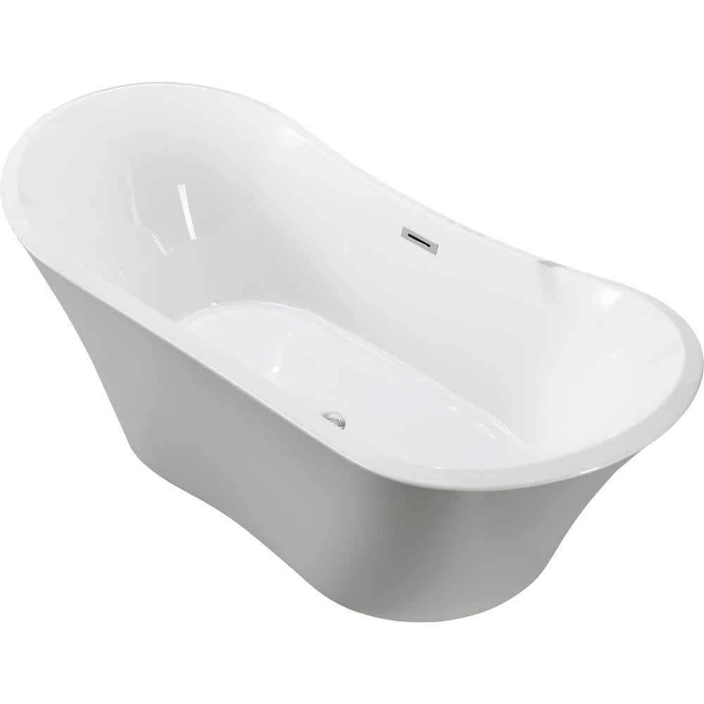 Ancona 71'' Glossy White Freestanding Acrylic Bathtub