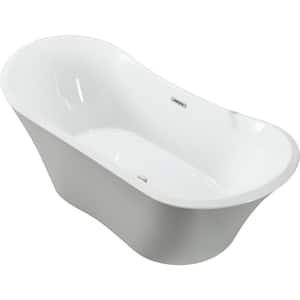 Ancona 71.04 in. Acrylic Flatbottom Non-Whirlpool Freestanding Bathtub in Glossy White