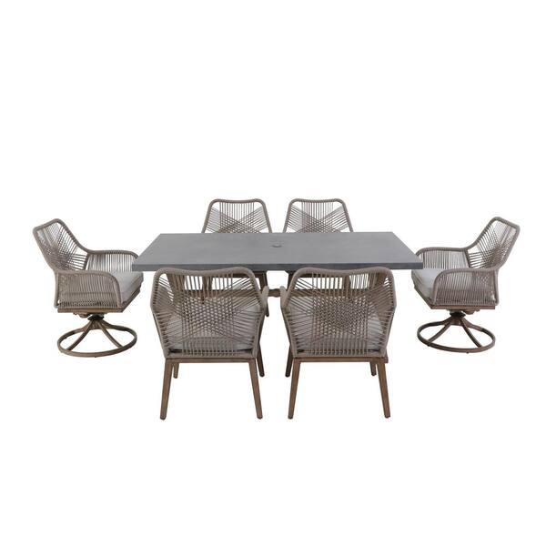 Hampton Bay Haymont 7Piece Steel Wicker Outdoor Patio Dining Set with