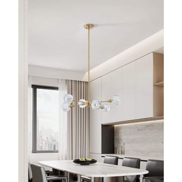Thesis Helena 32-inch 6-light Brushed Gold Chandelier with Clear
