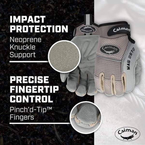 Caiman MAG Unisex Small Gray Top Grain Split Deerskin Leather