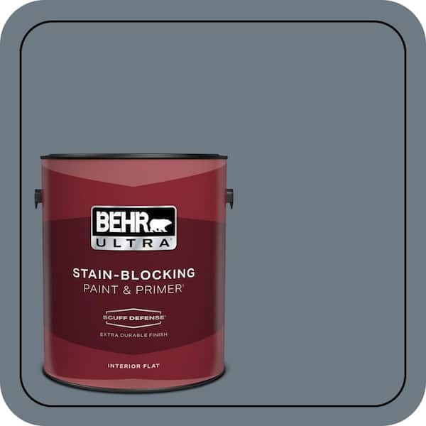 BEHR ULTRA 1 gal. #N490-5 Charcoal Blue Extra Durable Flat Interior Paint & Primer