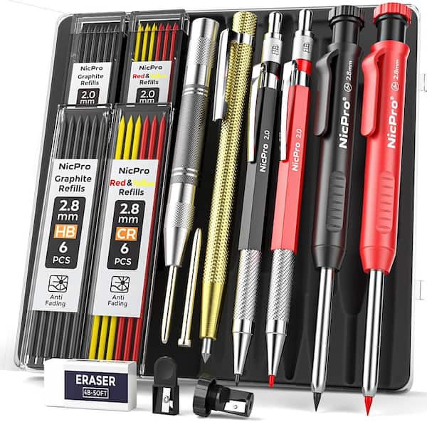 Angel Sar 15-Pack Carpenter Pencils Mechanical, 2.0 mm