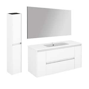 Ambra 47.5 in. W x 18.1 in. D x 22.3 in. H Bathroom Vanity Unit in Gloss White with Mirror and Column