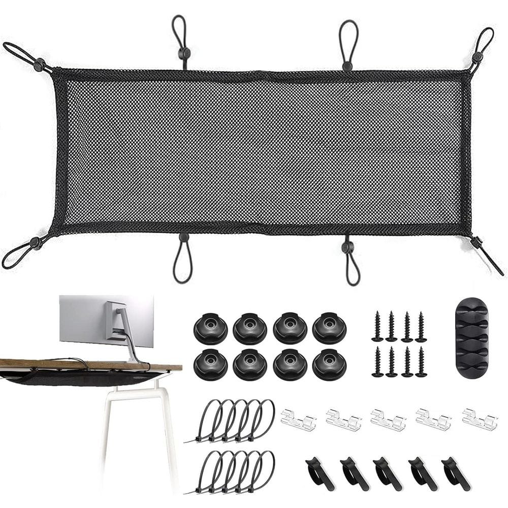 Under Desk Cable Management Net 36-Piece Mesh Organizer Flexible Wire Hiders Extra Large Capacity Fits Most Tables Black price history on PriceWatchPro