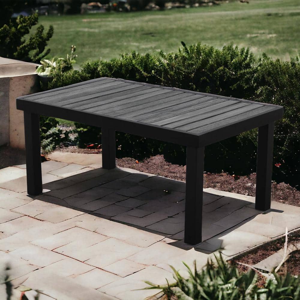 Catalina Black Vintage Gray 39" Steel & Teak Outdoor Coffee Table