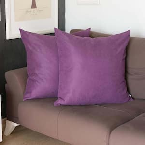 Honey Decorative Throw Pillow Cover Solid Color 26 in. x 26 in. Purple Square Euro Pillowcase Set of 2