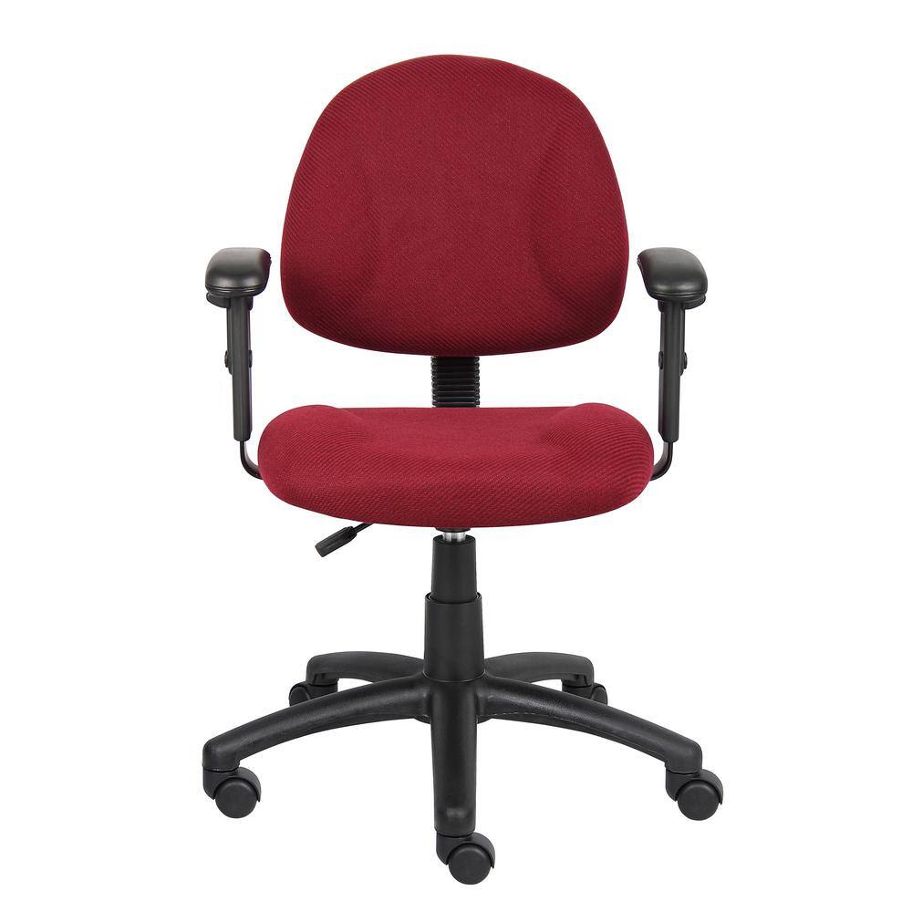 Ergonomic Executive Swivel Chair in Rich Burgundy with Adjustable Arms
