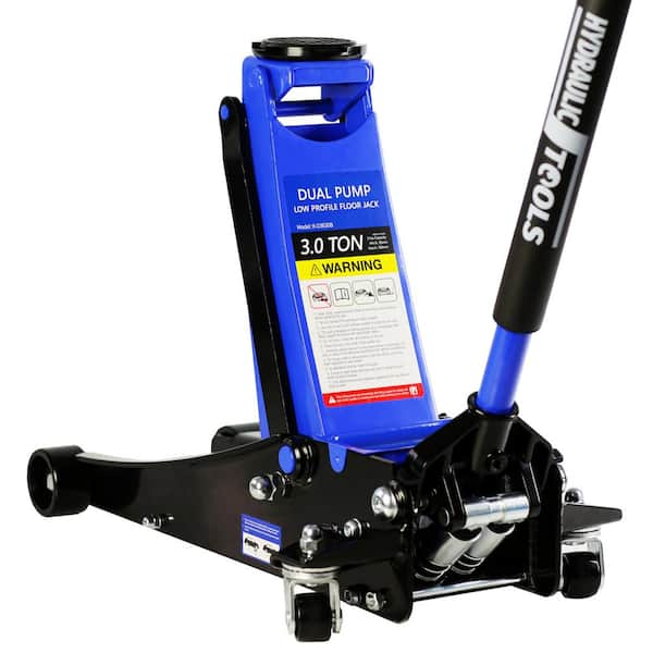 Tidoin 3-Ton Blue Steel Hydraulic Low Profile Floor Jack Floor Jack with Dual Pistons, Quick Lift Pump for Buildings Garage