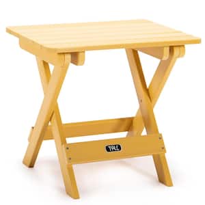 20 in. L x 16 in. W x 18 in. H Yellow Plastic Wood Outdoor Garden, Beach, Camping, Picnic Table with Extension