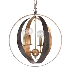 Luna 4-Light Bronze and Gold Sphere Mini Chandelier