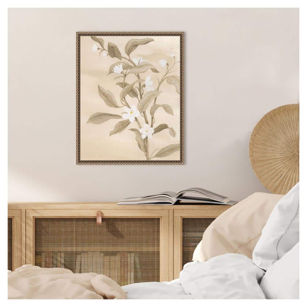 Sepia Orange Blossom Sketch II Canvas Wall Art with Bronze Frame