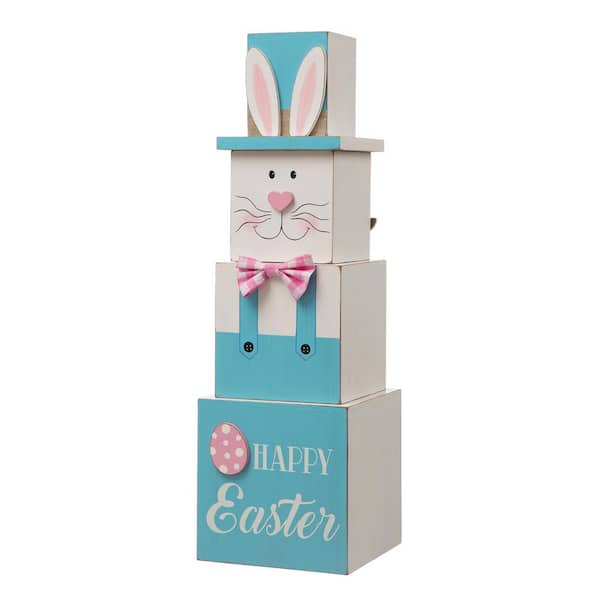 Glitzhome 24 in. H Wooden Double Sided Porch Decor Easter and July Fourth
