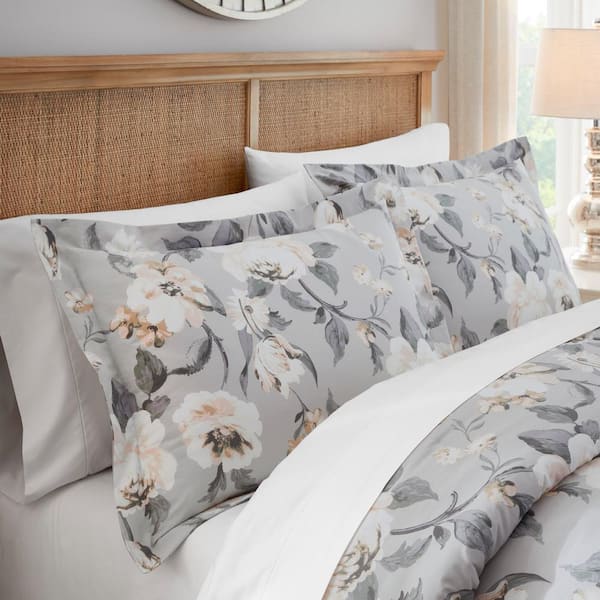 Home Decorators Collection Sofia 3-Piece Gray Floral King Comforter Set  SUCBF200CS3PC-K - The Home Depot