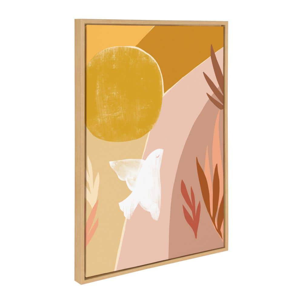 Sunrise Dove Abstract Landscape Canvas Print in Natural Frame