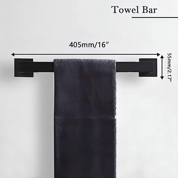 Dyiom 5-Pieces Matte Black Bathroom Hardware Accessories Set, SUS304 Stainless Steel Bath Towel Bar Set
