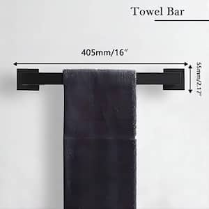 5-Pieces Matte Black Bathroom Hardware Accessories Set, SUS304 Stainless Steel Bath Towel Bar Set