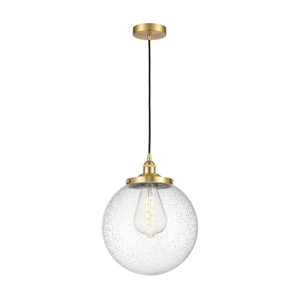 Beacon 100-Watt 1-Light Satin Gold Standard Mini Pendant Light with Seeded Glass Shade, No Bulbs Included price history on PriceWatchPro