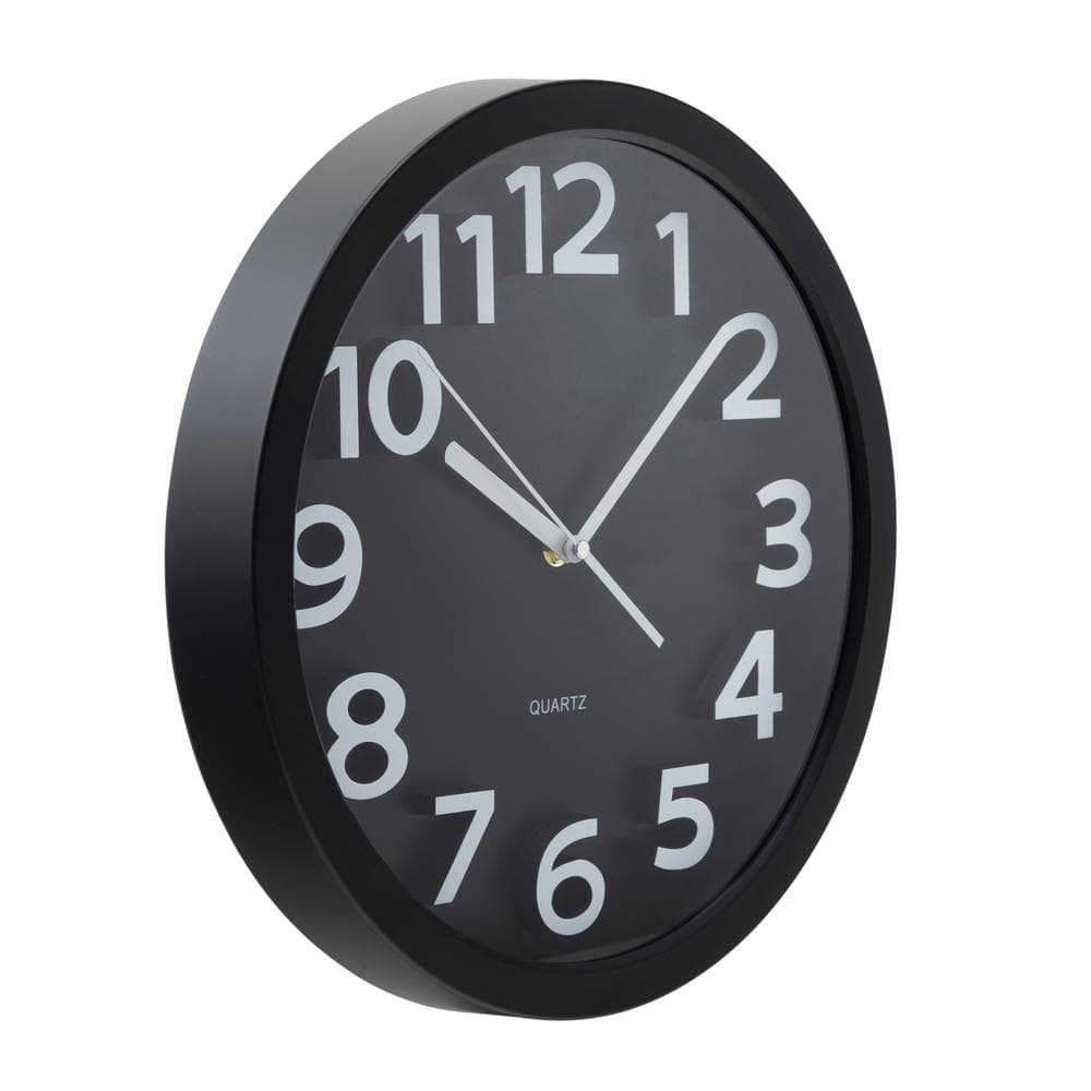 Tempus 13" Black Silent Sweep Wall Clock with Raised Numerals