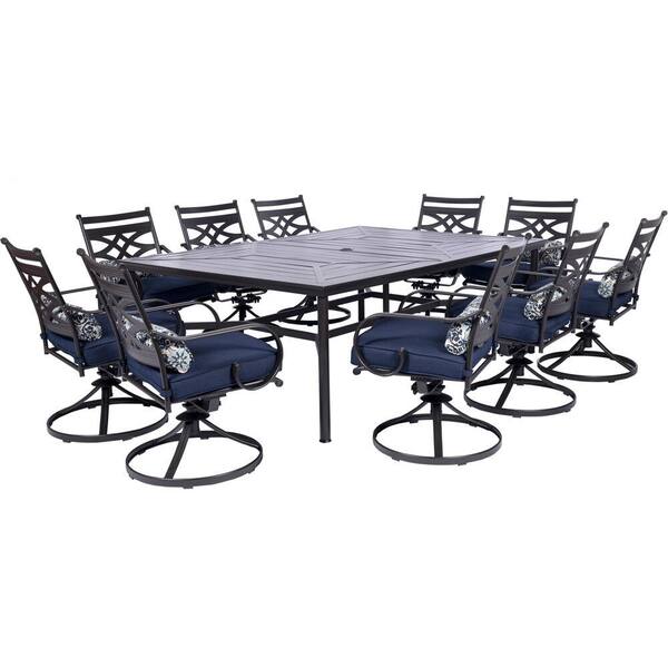 11 piece outdoor dining set with swivel chairs