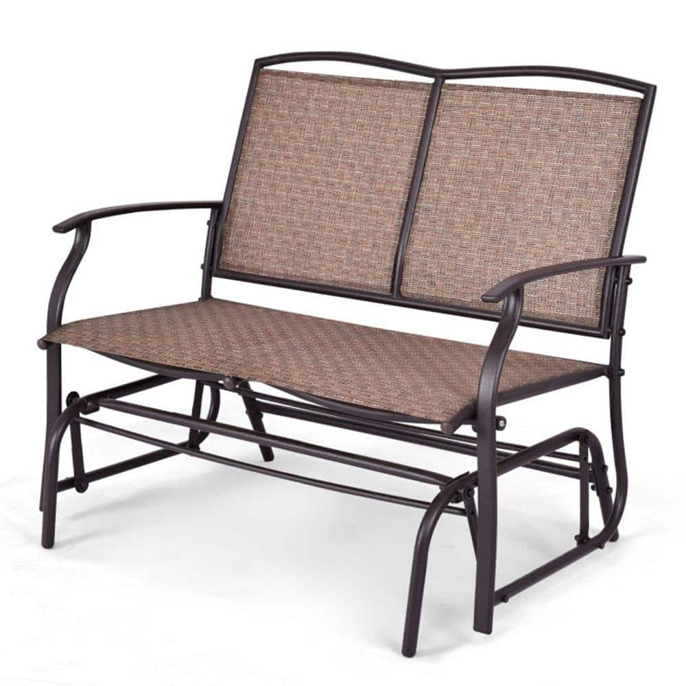 Cisvio Metal Patio Rocking Bench Chair for Outdoor Backyard and Lawn