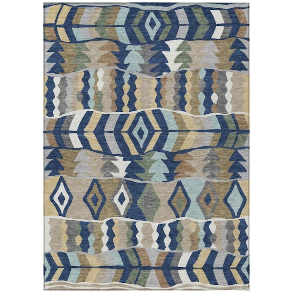 Chantille Machine Washable Indoor/Outdoor Abstract ACN2844 Navy 10 ft. x 14 ft. Area Rug