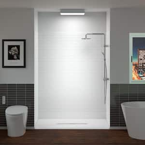 60 in. L x 32 in. W x 75 in. H 4-Pieces Alcove Shower Kit with Glue Up Shower Wall and Shower Pan in White/White-BN