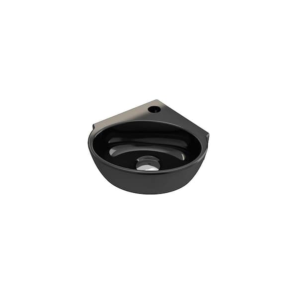 BOCCHI Milano 3.5 in. Wall-Mounted Corner Sink Black in Fireclay