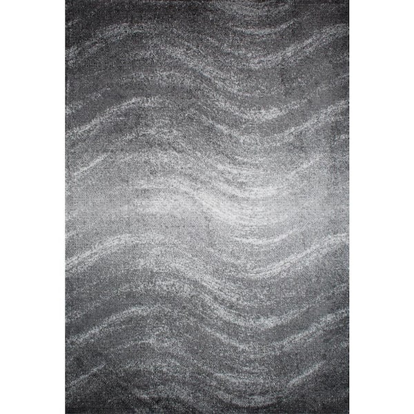 nuLOOM Julene Contemporary Ripples Gray Doormat 3 ft. x 5 ft. Area Rug