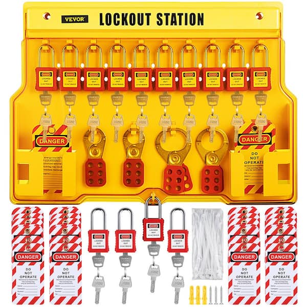 Lockout Tagout Station,Loto Kits, Includes 14 Key Different Padlocks with  Numbers, 4 Lockout Hasps, 40 Lockout Tags, 20 Nylon Cable (Big Lock  Station)