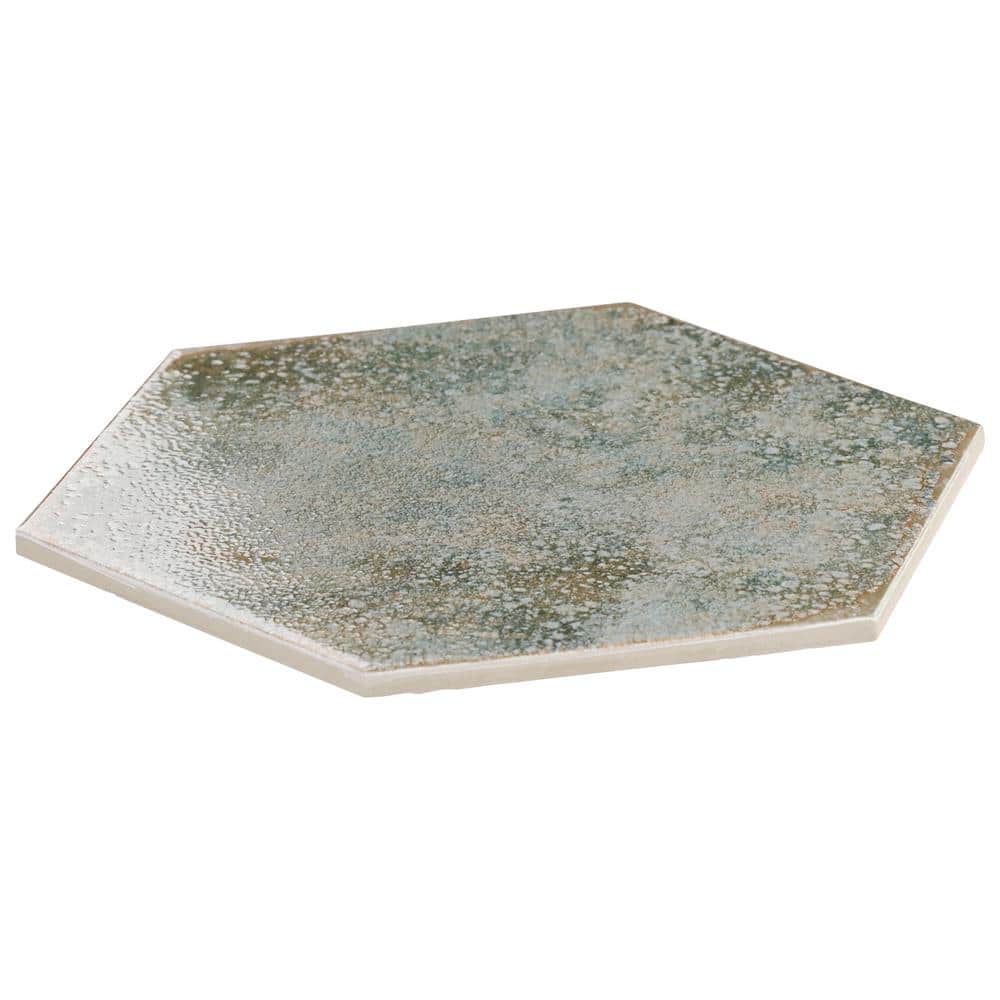 Mandalay Hex Green Polished Porcelain Floor and Wall Tile