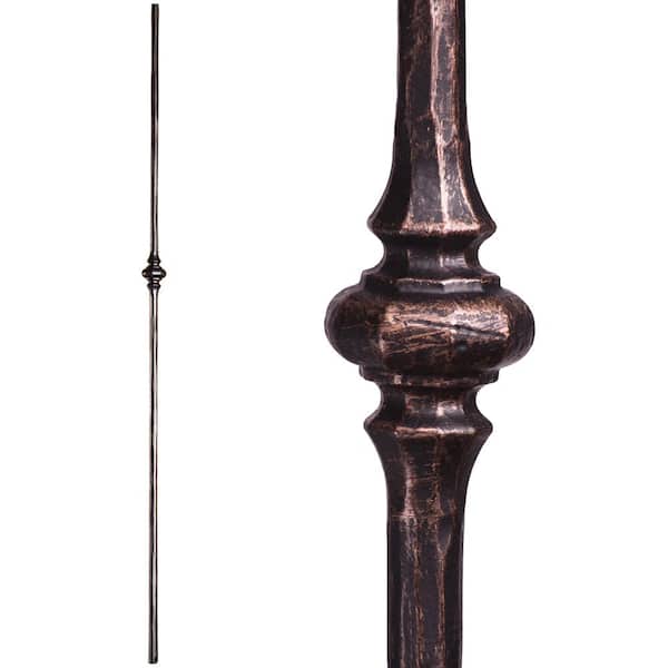 HOUSE OF FORGINGS Tuscan Round Hammered 44 in. x 0.5625 in. Oil Rubbed Bronze Single Knuckle Solid Wrought Iron Baluster