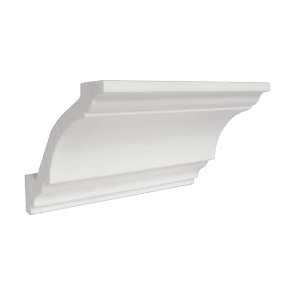 American Pro Decor 3-1/8 in. x 3-1/8 in. x 6 in. Long Plain Recycled Polystyrene Crown Molding Sample