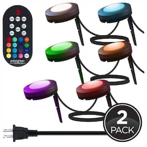 Seasons Plug-in Oil-Rubbed Bronze LED Color Changing Path Light with 2 ft. Spacing (2-Pack)
