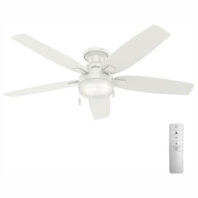Duncan 52 in. LED Indoor Fresh White Flush Mount Smart Ceiling Fan with Light and WINK Remote Control