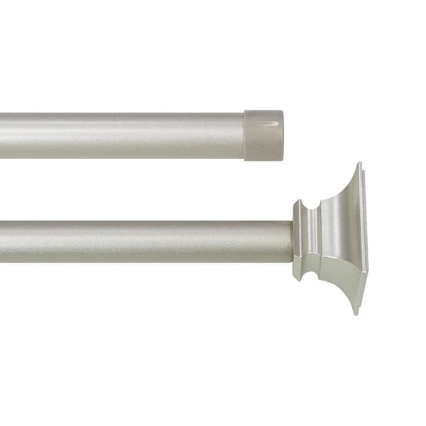 Lumi Home Furnishings 36"-66" 3/4" & 5/8" Drapery Double Curtain Rod Set with End Cap finials_Silver