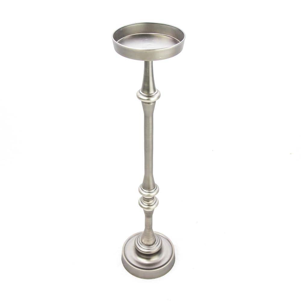 Brushed Silver Round Metal Martini Side Table