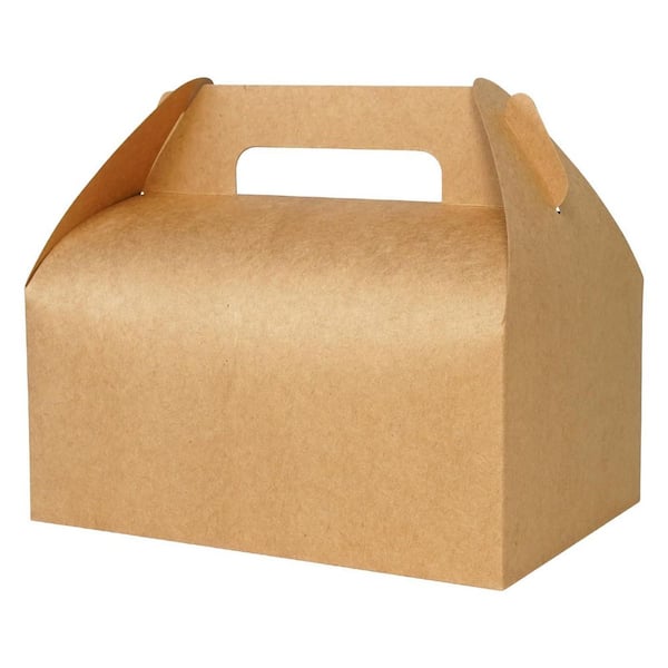 Kraft Paper Gable Gift Boxes Disposable Lunch Boxes with Handles for Food Treats Favors 30 Pack Bulk Value