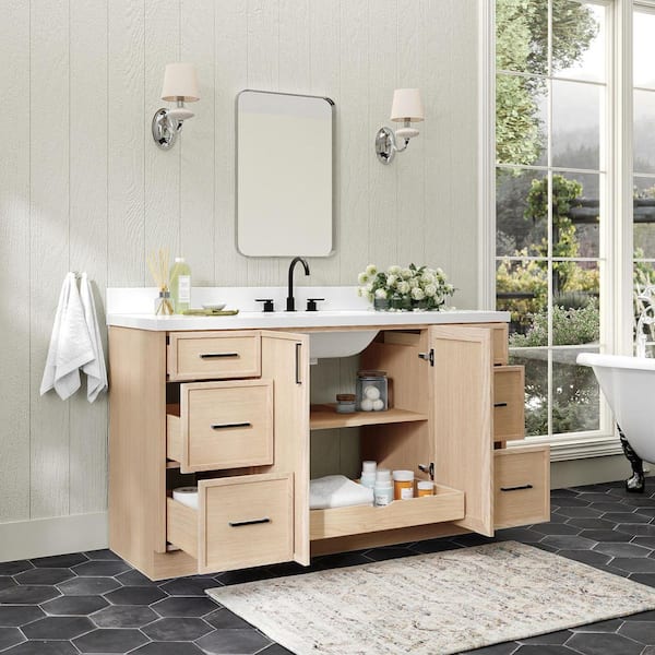 ARIEL Kelly 60 in. W x 22 in. D x 36 in. H Single Sink Bath