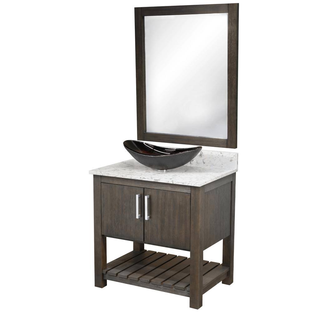 Ocean Breeze 31 in. W x 22 in. D x 31 in. H 1 Bronze Sink CH Bath Vanity in Cafe with Cafe Mocha Quartz Top and Mirror price history on PriceWatchPro